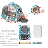 KUTKUT Bird Travel Carrier - Bird Carry Transport Bag with Standing Perch, Printed Bird Carrier Travel Bag Breathable with PP Tray, Outside Travel Cage for Budgies,Parrots, Conures